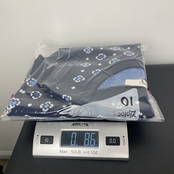 Loft Women's Geometric Floral Jacquard Sweater Vest Size M Navy Blue - Picture 8 of 8